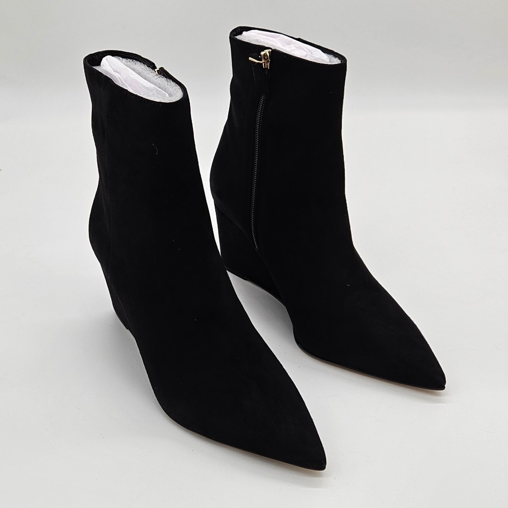 NWT Talbots "Emma" Wedge Suede Boots Black 9.5